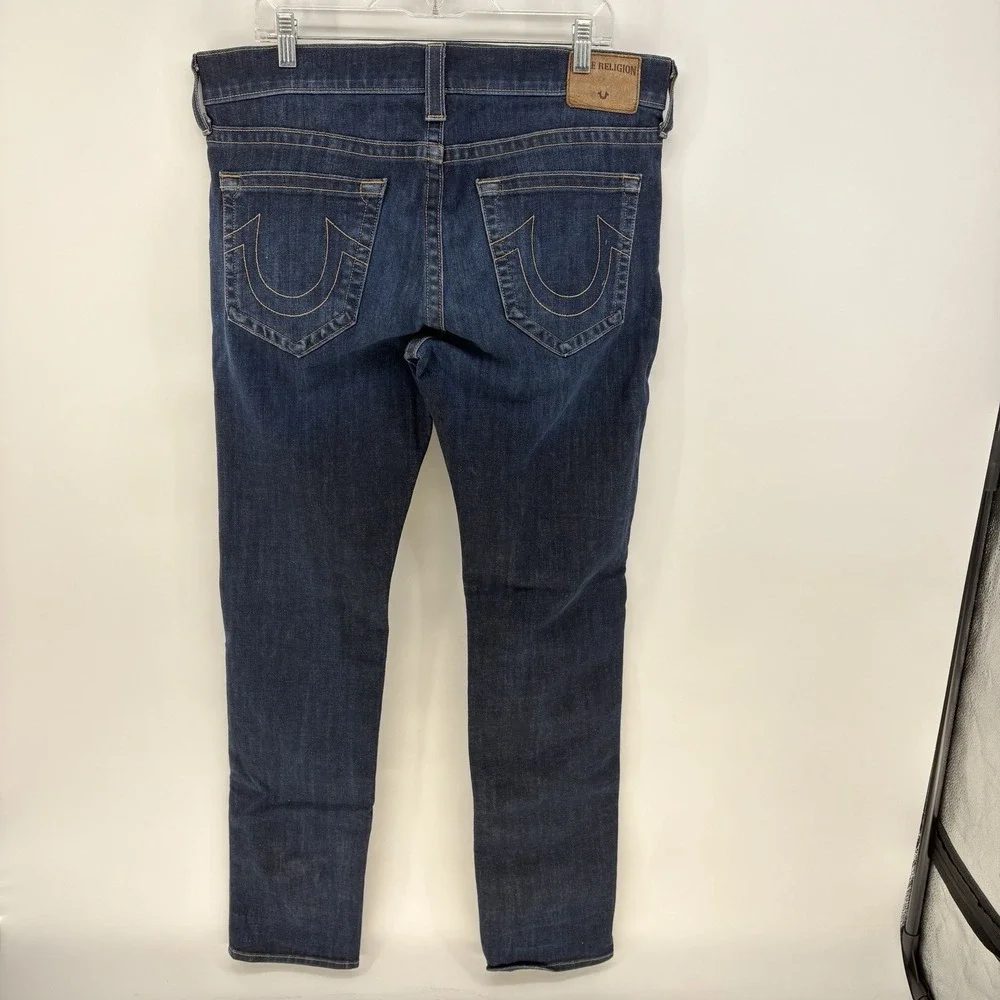 True Religion Rocco Relaxed Skinny Jeans Mens 36x33 Dark Wash Stretch USA Made